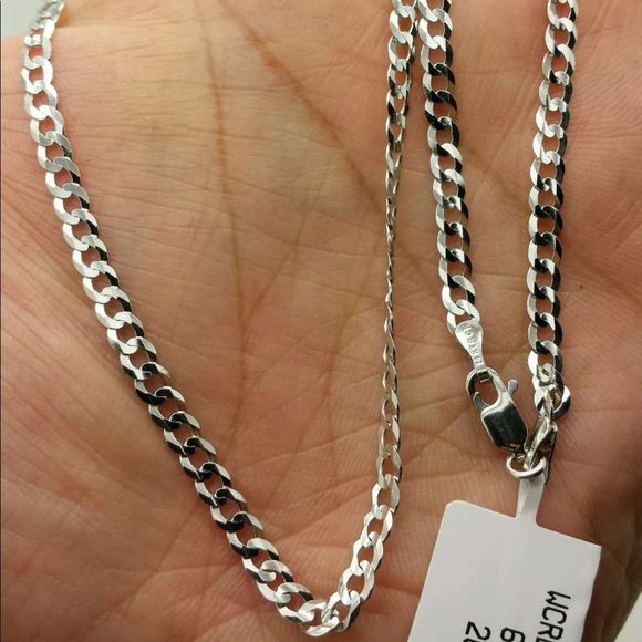 14K Solid White Gold Cuban Link Chain 24” New